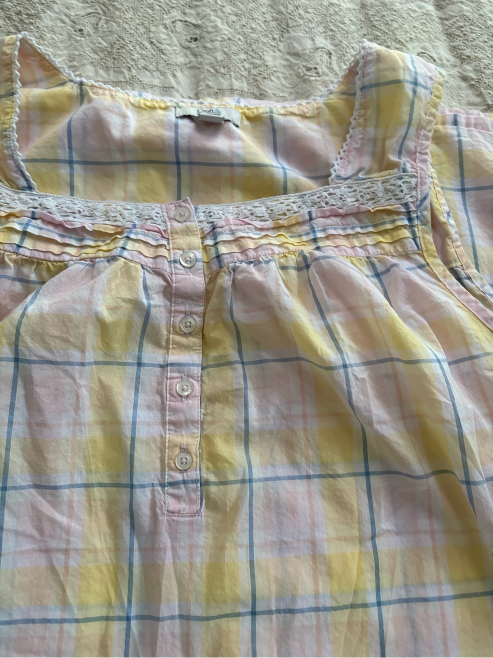 croft & barrow Pink and Yellow Plaid Sleeveless nightgown - Picture 7 of 10